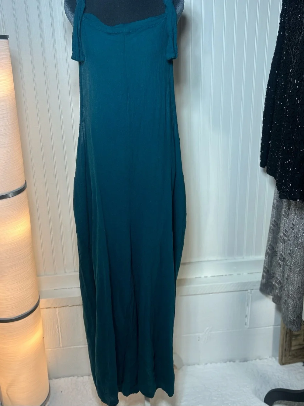 Teal Tie-Shoulder jumpsuit cotton - Picture 2 of 6